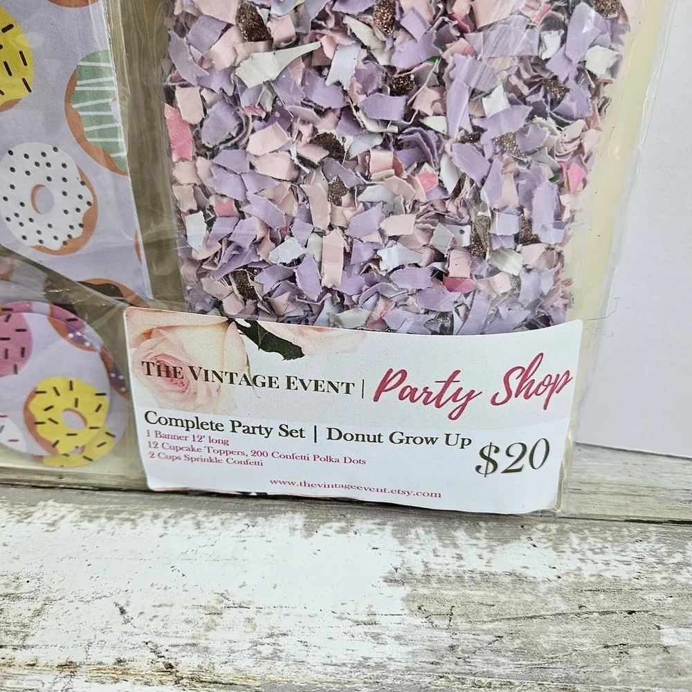 Donut Grow Up Party Decorations Set with Cupcake Toppers and Banners